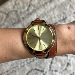 Michael Kors Brown Leather Wrap Watch
